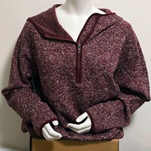 Avalanche Burgundy Half Zip Heather Sweater Hoodie Fleece Pullover Women’s XL